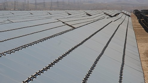 The 550-megawatt Topaz Solar Farm stretches across San Luis Obispo County’s Carrizo Plain. At full build-out, it will have about 8.5 million photovoltaic panels and 1,170 miles of underground cable. (Stephen Nellis / Business Times photo)