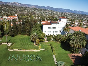 Employees of the call technology firm Invoca pose on the lawn of the Santa Barbara courthouse. The company recently added Silicon Valley giant Salesforce.com to its investment roster and is rolling out new products. (courtesy photo)