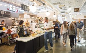 Customers line up at Flagstone Pantry. (Nik Blaskovich / Business Times photo)