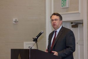 John Williams, president and CEO of the Federal Reserve Bank of San Francisco, speaks during a California Bankers Association event at the Four Seasons Biltmore in Santa Barbara on Jan. 8. (Alex Kacik)