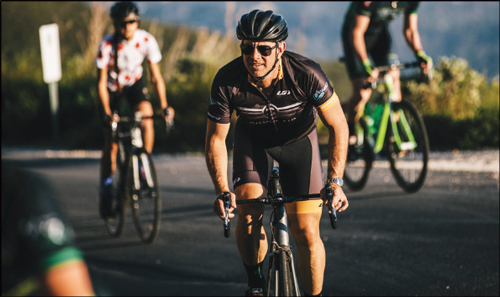 Jason Middleton, center, founder of Silver Air, rides up Gibralter Road in the 2015 Santa Barbara 100 bicycle ride. Photo: Courtesy  Photo